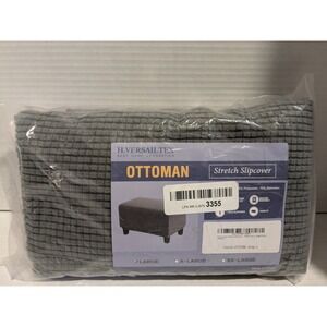 H. Versailtex Ottoman Stretch Slipcover - Size Large - Gray